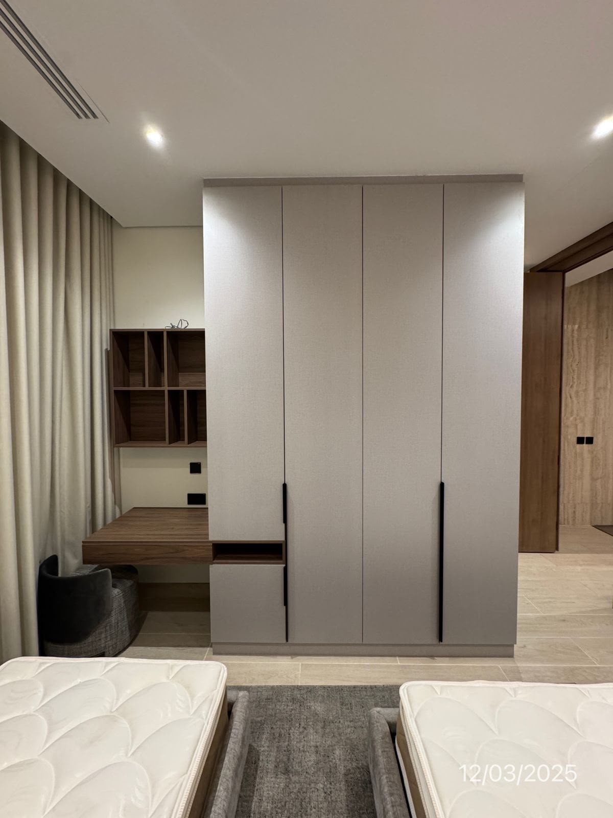 Mohammad Al Habib villa bedroom with linen wardrobe joinery